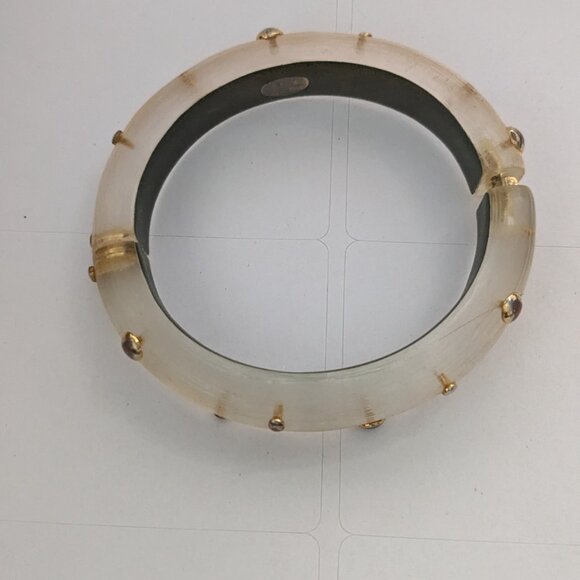 ALEXIS BITTAR Resin Metal Dotted Stud Hinge Clamper Bangle Bracelet - Picture 4 of 8